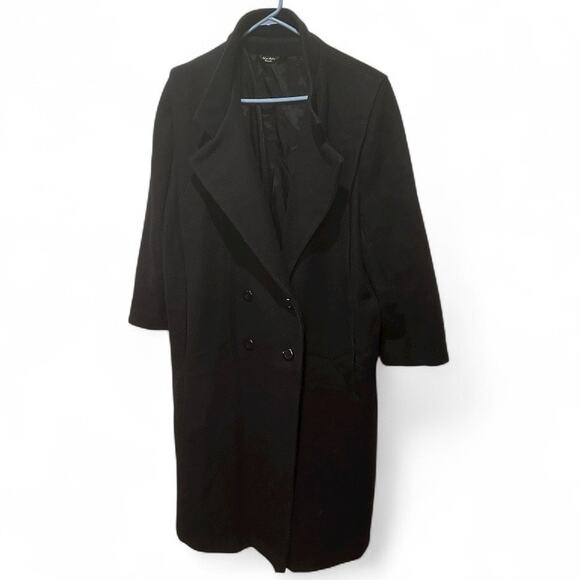 ADA Vintage Womens Wool Winter Long Cape Coat Black Button Sz 24 Made in Canada - Picture 3 of 6